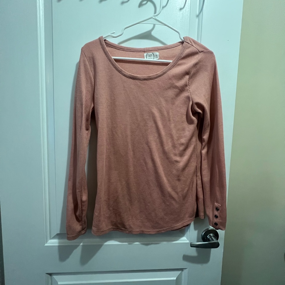 Pink Long Sleeve Top with Button Detail